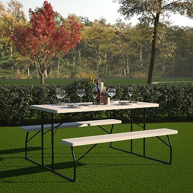 Flash Furniture Insta-Fold 4.5' Folding Picnic Table and Benches