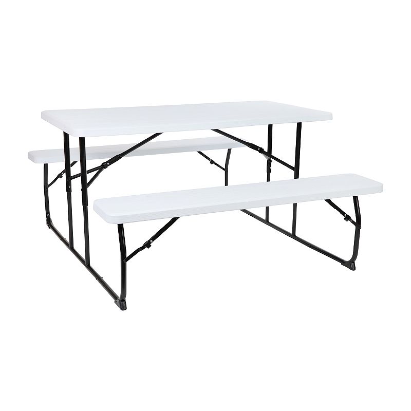 Flash Furniture Insta-Fold 4.5 Folding Picnic Table and Benches, White