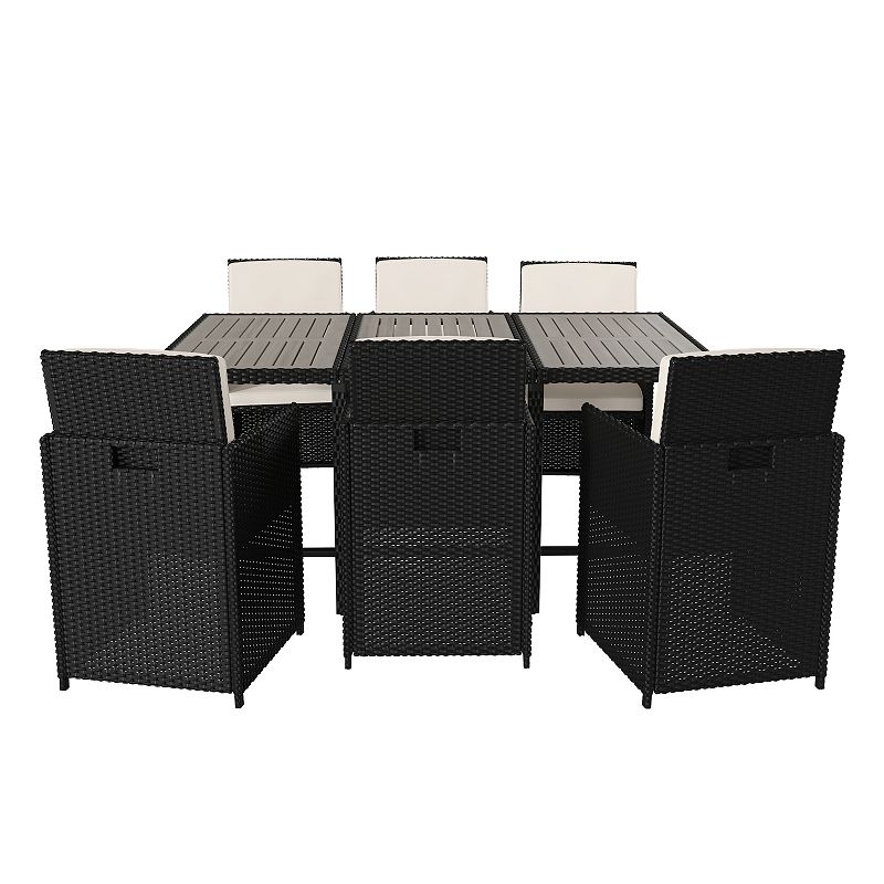 Flash Furniture Peregrine Outdoor Patio Dining Table & Wicker Modular Chair