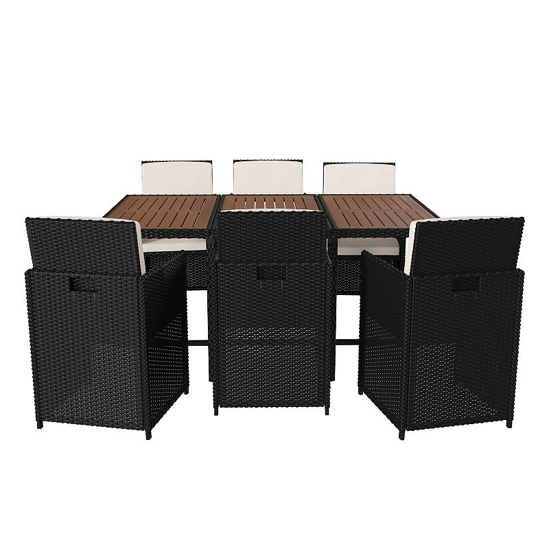 Flash Furniture Peregrine Outdoor Patio Dining Table & Wicker Modular Chair