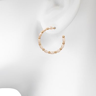LC Lauren Conrad Beaded Simulated Pearl Hoop Earrings