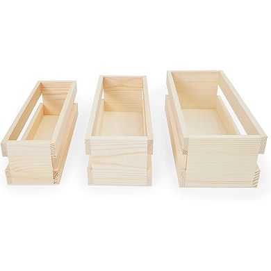 Bright Creations Wooden Trays Set with Handle, Crates for Storage ...