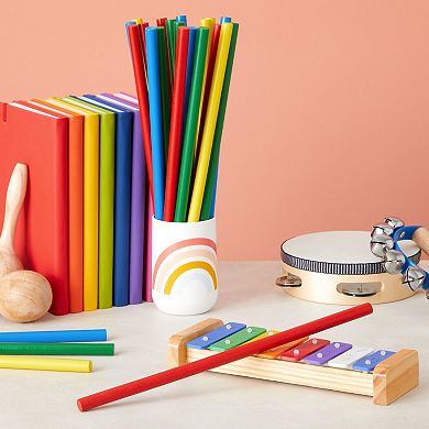 24 Pack Rhythm Lummi Music Sticks for Kids, Bulk Set Percussion Musical Instruments for Classroom, 4 Colors (12 In)