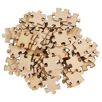 100 Blank Wooden Puzzle Pieces for Crafts, DIY Unfinished Jigsaw Puzzles (1.9 x 1.6 In)