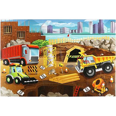 48 Piece Giant Construction Floor Puzzle for Kids Ages 3-5 and 4-8, Toddler Preschool Learning (2 x 3 Feet)
