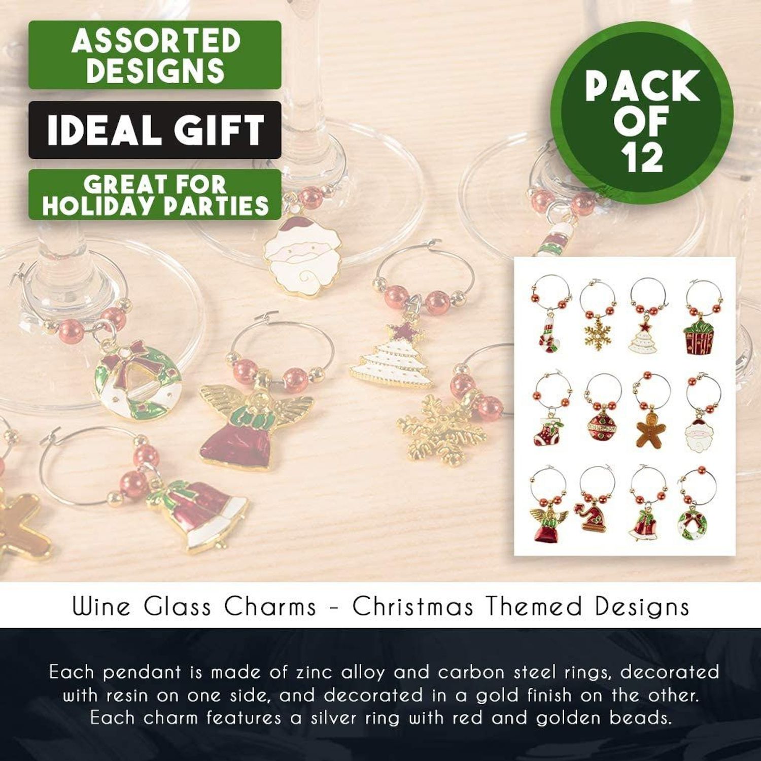 Amazon Gold Wine Charms Christmas Wine Glass Charms 30PCS Wine