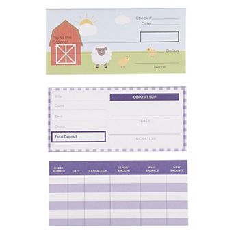 150-Sheet Checkbook Set Activity for Kids, Farm Animals Themed, Ages 3-14