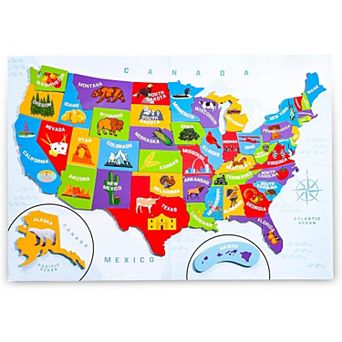 U.S. Puzzle Map with 44 Magnetic Pieces (19 x 13 in