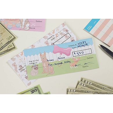 Dogs Themed Kids Checkbook Educational Toy for Kids, 150 sheets, 6 x 2.75"
