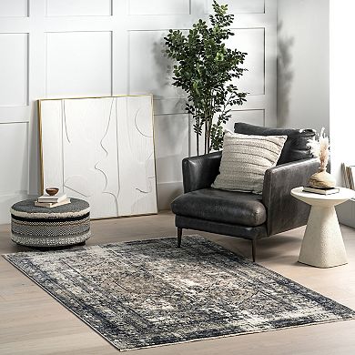 nuLOOM Charvi Distressed Medallion Area Rug