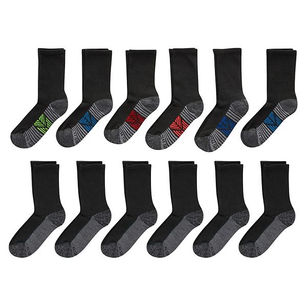 Boys 4-20 Hanes Ultimate 10+2 Bonus Pack Crew Socks