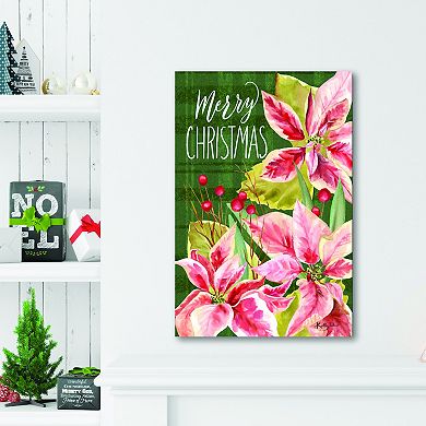 COURTSIDE MARKET Merry Christmas Poinsettias Canvas Wall Art