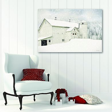 COURTSIDE MARKET Snowy Mountain Farm Canvas Wall Art