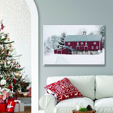 COURTSIDE MARKET Winter Red Barn Canvas Wall Art