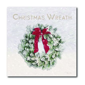 COURTSIDE MARKET Snowy Christmas Wreath Canvas Wall Art