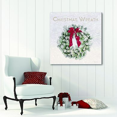 COURTSIDE MARKET Snowy Christmas Wreath Canvas Wall Art