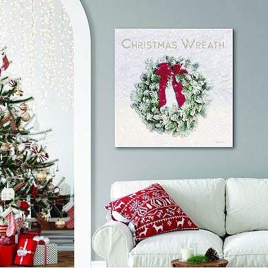 COURTSIDE MARKET Snowy Christmas Wreath Canvas Wall Art