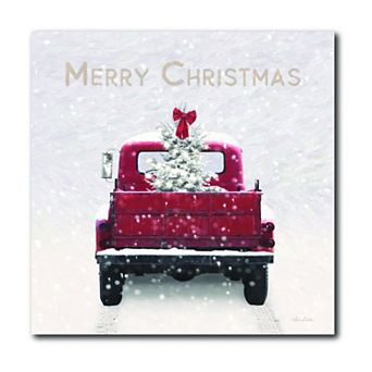 COURTSIDE MARKET Merry Christmas Pickup Truck Canvas Wall Art