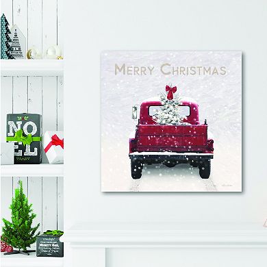 COURTSIDE MARKET Merry Christmas Pickup Truck Canvas Wall Art