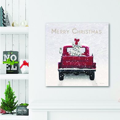 COURTSIDE MARKET Merry Christmas Truck Canvas Wall Art