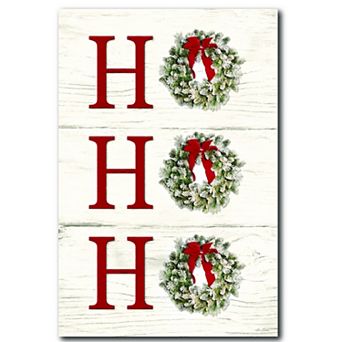 COURTSIDE MARKET Ho Ho Ho Wreath Canvas Wall Art