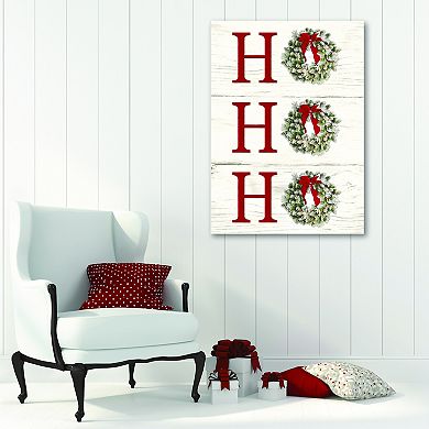 COURTSIDE MARKET Ho Ho Ho Wreath Canvas Wall Art