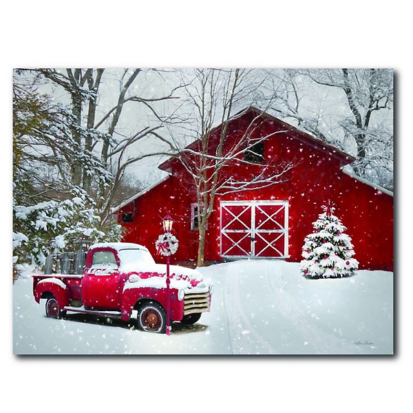 COURTSIDE MARKET Truck Full Of Sleds Canvas Wall Art