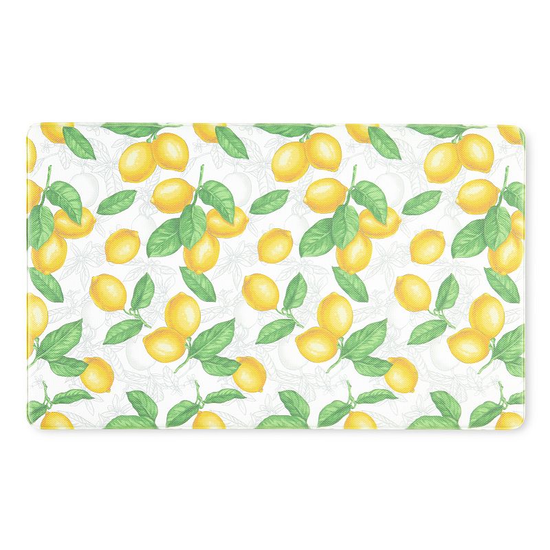 Martha Stewart Amber Floral Daisy Stripe Reverisble Water Resistant Kitchen Mat, Pink/Yellow, 20x39