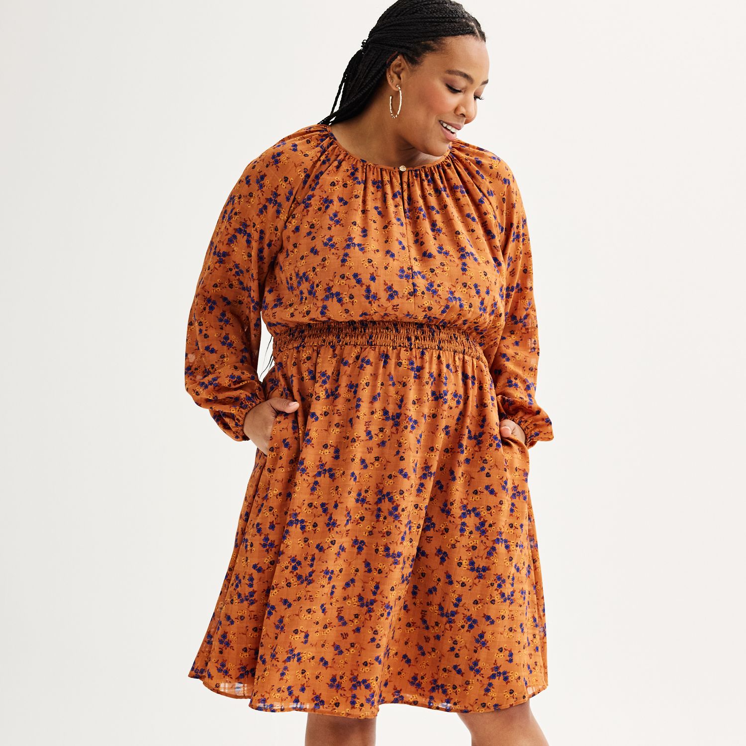 Plus Size Draper James Smocked Waist Midi Dress