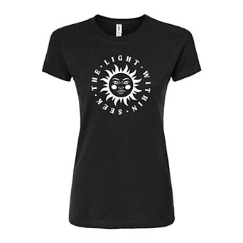 Juniors' Sun Seek The Light Within Fitted Graphic Tee