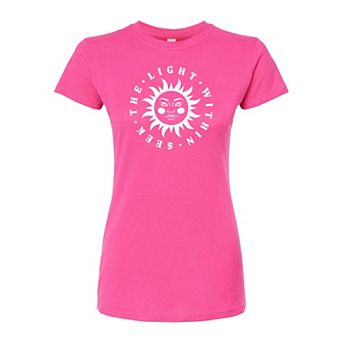 Juniors' Sun Seek The Light Within Fitted Graphic Tee