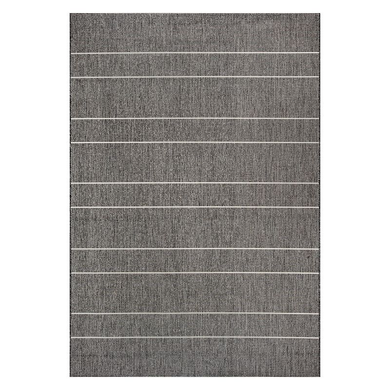 nuLOOM Alaina Striped Indoor/Outdoor Rug, Black, 6X9 Ft