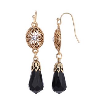 1928 Gold Tone Filigree Icicle Drop Earrings