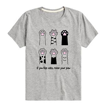 Boys 8-20 Like Cats Raise Your Paw Graphic Tee