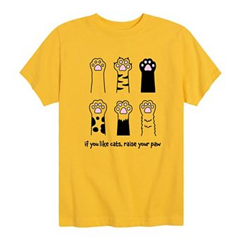 Boys 8-20 Like Cats Raise Your Paw Graphic Tee