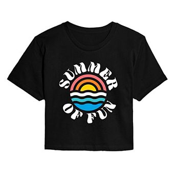 Juniors' Summer Fun Cropped Graphic Tee
