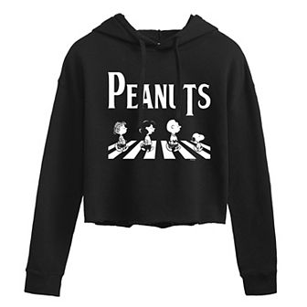 Juniors' Peanuts Crossing Road Cropped Hoodie