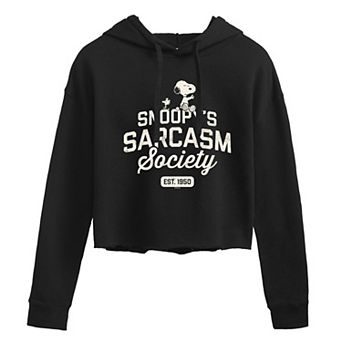 Juniors' Peanuts Sarcasm Society Cropped Hoodie