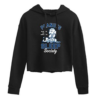 Juniors' Peanuts Sleep Society Cropped Hoodie