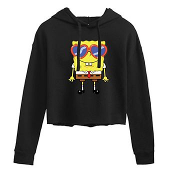 Juniors' SpongeBob SquarePants Heart Glasses Cropped Hoodie