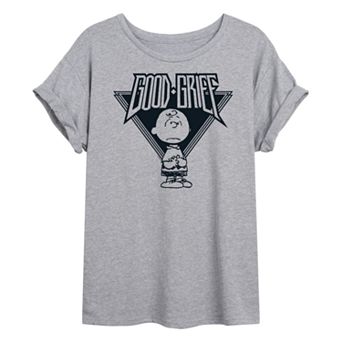 Juniors' Peanuts Charlie Brown & Snoopy Good Grief Rock Oversized Graphic Tee