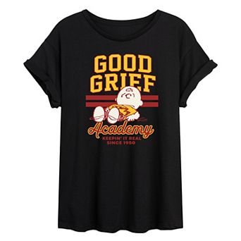 Juniors' Peanuts Charlie Brown & Snoopy Good Grief Academy Oversized Tee