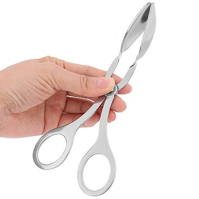 Family Kitchen Restaurant Stainless Steel Salad Server Mixing Tong Silver Tone