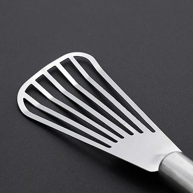 Stainless Steel Slotted Kitchen Spatula Barbecue Turner Shovel 4 Pcs Silver Tone