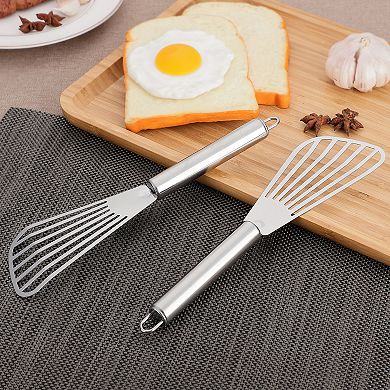 Stainless Steel Slotted Kitchen Spatula Barbecue Turner Shovel 4 Pcs Silver Tone