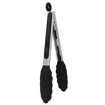 Stainless Steel Kitchen Tongs Silicone Tipped BBQ Cooking Tongs 9"