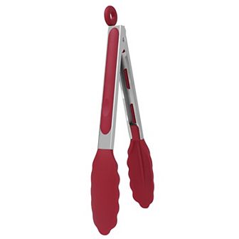 Stainless Steel Kitchen Tongs Silicone Tipped BBQ Cooking Tongs 9"