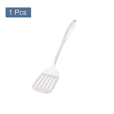 Household Kitchen Cooking Tool Slotted Design Egg Pancake Turner Spatula Silver Tone