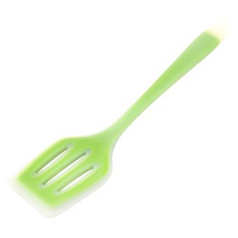 Silicone Slotted Design Heat Resistant Egg Pancake Turner Spatula Green and Clear