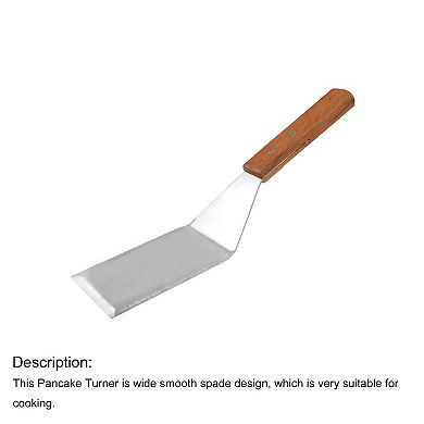 Wood Handle Stainless Steel Smooth Wide Spatula 11.2" Long Silver Tone And Brown